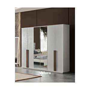 Hazal Modern 6 Kapaklı Aynalı Gardırop (dolap) 240x210 cm