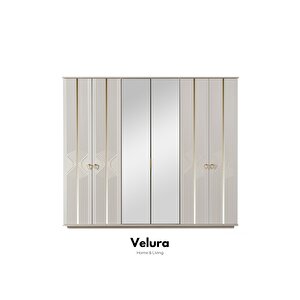 Kristal Modern 6 Kapaklı Aynalı Gardırop (dolap) 240x210 cm