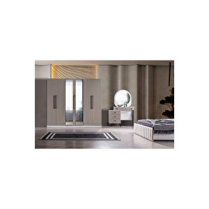 Stil (kum Beji) Modern 6 Kapaklı Aynalı Gardırop (dolap) 240x210 cm