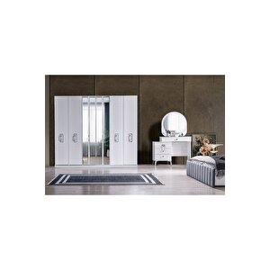 Rio Gümüş Modern 6 Kapaklı Aynalı Gardırop (dolap)
