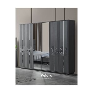 Zümrüt Modern 6 Kapaklı Aynalı Gardırop (dolap) 240x210 cm