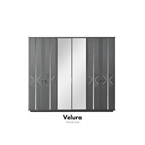 Zümrüt Modern 6 Kapaklı Aynalı Gardırop (dolap) 240x210 cm