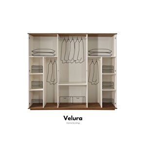 Sude Modern 6 Kapaklı Aynalı Gardırop (dolap) 240x210 cm