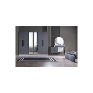 Stil (antrasit) Modern 6 Kapaklı Aynalı Gardırop (dolap)