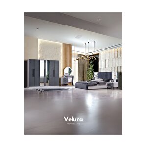 Stil (antrasit) Modern 6 Kapaklı Aynalı Gardırop (dolap)