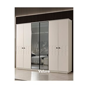 Petek Modern 6 Kapaklı Aynalı Gardırop (dolap) 240x210 cm