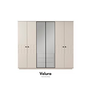 Petek Modern 6 Kapaklı Aynalı Gardırop (dolap) 240x210 cm