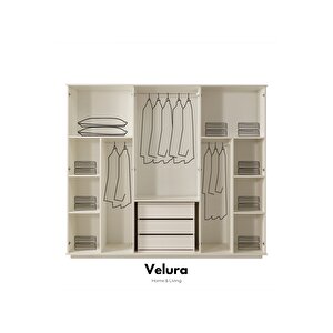 Petek Modern 6 Kapaklı Aynalı Gardırop (dolap) 240x210 cm