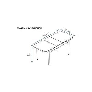 Monera Ceviz 80 X 132 Açılabilen Mdf Masa Metal Ayaklı Mutfak Masası Takımı 4 Krem Sandalye Krem