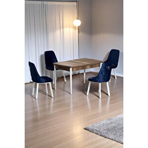 Monera Ceviz 80 X 132 Açılabilen Mdf Masa Metal Ayaklı Mutfak Masası Takımı Antrasit Sandalye Antrasit