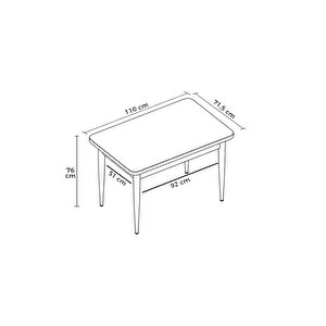 Arven Beyaz Sunta 70x110 Sabit Mutfak Masası Takımı Beyaz Metal Ayak 4 Krem Sandalye Krem