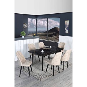 6 Kişilik Açılır Masa Sandalye Takımı Mutfak Masası Takımı Yemek Masası Salon Masası