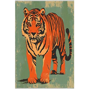 Kaplan Figürlü Halı – Canlı Ve Cesur Tonlar – Makinede Yıkanabilir, Tüy Tutmaz, Pamuk Dokuma Tabanlı 200x220 cm