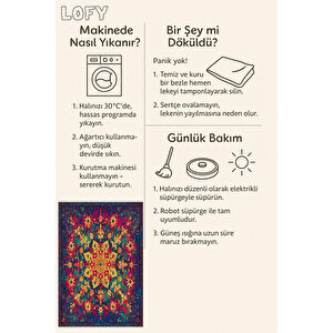Canlı Mandala Desenli Halı – Sarı, Kırmızı Ve Yeşil – Renkli Ve Modern Yıkanabilir Tasarım