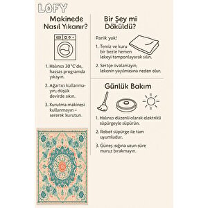 Turkuaz Mandala Desenli Halı – Etnik Ve Enerjik Tonlar – Makinede Yıkanabilir, Tüy Tutmaz, Pamuk Dokuma Tabanlı