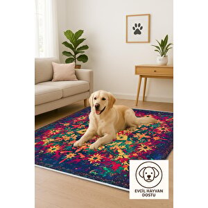 Canlı Mandala Desenli Halı – Sarı, Kırmızı Ve Yeşil – Renkli Ve Modern Yıkanabilir Tasarım