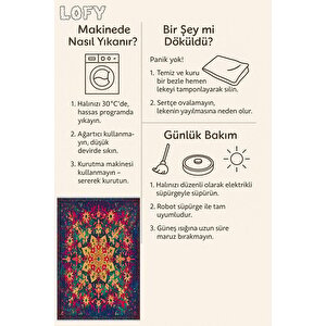 Canlı Mandala Desenli Halı – Sarı, Kırmızı Ve Yeşil – Renkli Ve Modern Yıkanabilir Tasarım