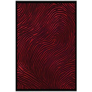 Kırmızı Siyah Zebra Desenli Modern Halı – Yıkanabilir, Tüy Tutmaz, Pamuk Tabanlı, Evcil Hayvan Dostu