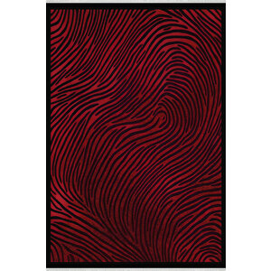 Kırmızı Siyah Zebra Desenli Modern Halı – Yıkanabilir, Tüy Tutmaz, Pamuk Tabanlı, Evcil Hayvan Dostu