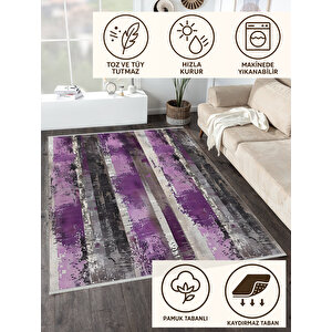 Pembe Ve Bordo Damask Halı – Eskitilmiş Desen – Makinede Yıkanabilir, Tüy Tutmaz, Pamuk Dokuma Tabanlı