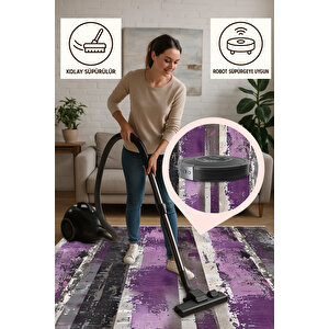 Pembe Ve Bordo Damask Halı – Eskitilmiş Desen – Makinede Yıkanabilir, Tüy Tutmaz, Pamuk Dokuma Tabanlı