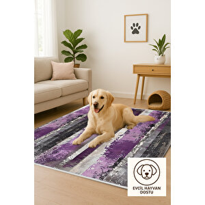 Pembe Ve Bordo Damask Halı – Eskitilmiş Desen – Makinede Yıkanabilir, Tüy Tutmaz, Pamuk Dokuma Tabanlı 160x230 cm