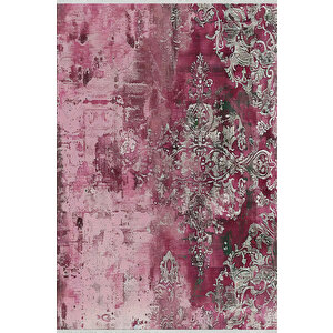 Vintage Gül Kurusu Halı – Eskitilmiş Barok Desen – Pamuk Taban, Makinede Yıkanabilir, Tüy Tutmaz 120x180 cm