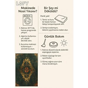 Zeytin Yeşili Ve Bakır Eskitme Halı – Kolay Temizlenir, Pamuk Taban, Makinede Yıkanabilir, Evcil Hayvan Dostu