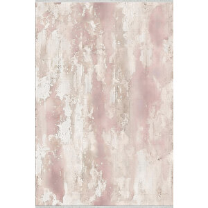 Pembe Ve Bej Renkli Eskitme Halı – Modern Ve Yumuşak Tonlarda Desen – Makinede Yıkanabilir, Pamuk Dokuma Taban, Evcil Hayvan Dostu, Kolay Temizlenebilir 150x240 cm