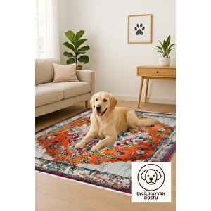 Turuncu Patchwork Halı – Renk Patlaması Ve Canlı Desenlerle Dinamik Görünüm – Makinede Yıkanabilir, Tüy Tutmaz, Pamuk Dokuma Tabanlı