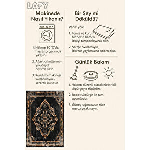 Siyah Ve Bakır Eskitme Desenli Halı – Makinede Yıkanabilir, Toz Tutmaz, Pamuk Taban, Evcil Hayvan Dostu