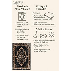 Siyah Ve Bakır Eskitme Desenli Halı – Makinede Yıkanabilir, Toz Tutmaz, Pamuk Taban, Evcil Hayvan Dostu