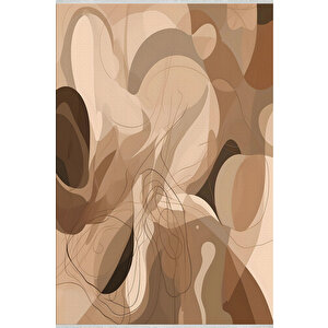 Kahverengi Tonlarında Soyut Halı – Akışkan Modern Desen – Makinede Yıkanabilir, Tüy Tutmaz, Pamuk Dokuma Tabanlı 150x240 cm