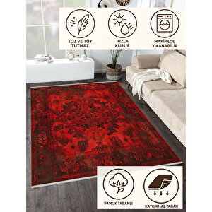 Kırmızı Eskitme Desenli Halı – Geleneksel Dokuma Tarzı, Yoğun Ve Çarpıcı Renkler 180x270 cm