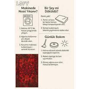 Kırmızı Eskitme Desenli Halı – Geleneksel Dokuma Tarzı, Yoğun Ve Çarpıcı Renkler