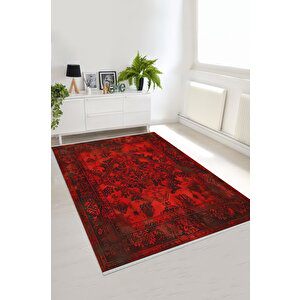 Kırmızı Eskitme Desenli Halı – Geleneksel Dokuma Tarzı, Yoğun Ve Çarpıcı Renkler 180x200 cm
