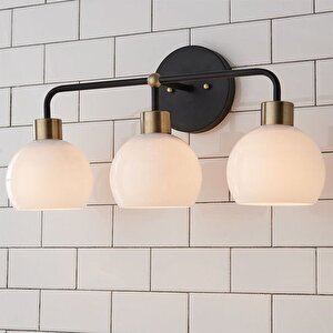 Rsyligt Retro Metal Siyah Beyaz Opal Camlı 3 Lü Tavan Duvar Dekoratif Vintage Rustik Aplik
