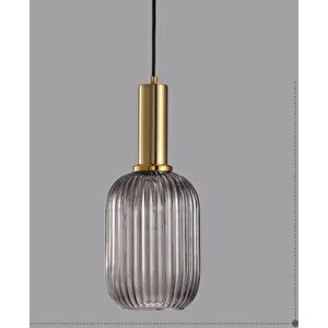 Rustik Dekoratif Metal Modern Füme Opal Camlı Tekli  Avize Çap:14