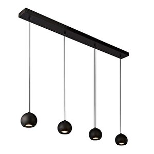 Masa Üstü 4 Lü Led Avize Siyah Led Spot Bar Ve Tezgah Üstü Led Avize Panasonıc Günışığı Ampullü