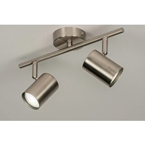 Retro Metal İnox 2 Li 180 Derece Hareketli Led Spot Avize Beyaz Ampullü