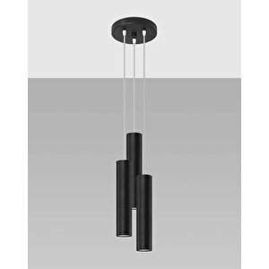 Retro Metal Siyah 3 Lü Modern Spor Led Spot Avize Günışığı Ampullü