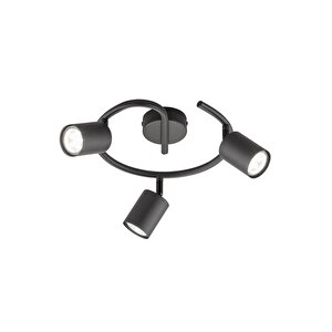Retro Siyah Dekoratif Rustik 180 Derece Hareketli Modern Spor Led  Spot 3 Lü Avize  Günışığı Ampüllü