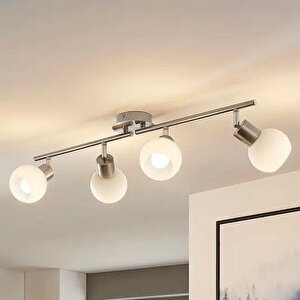 Modern İnox Kaplama 180 Derece Hareketli Beyaz Opal Camlı Dekoratif Tavan Plofyoner Avize