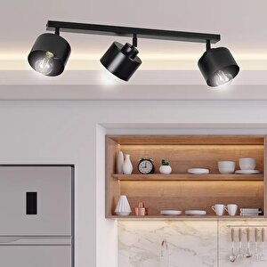 Retro Rustik Metal Masa Üstü 3 Lü Siyah 180 Derece Hareketli Sıralı Avize 60 Cm