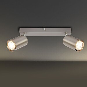 Retro Metal İnox 2 Li 180 Derece Hareketli Led Spot Avize Beyaz Ampullü