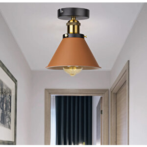 Rys Retro Metal Tavan Plofyoner Turuncu Dekotatif Rustik Avize Çap:17 Cm