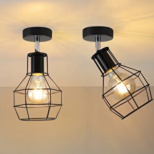 Metal Retro Siyah Tavan Plofyoner 180 Derece Hareketli Modern Spor Avize Çap:15 Cm