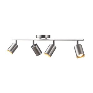 Retro İnox Kaplama 180 Derece Hareketli Modern Spor 4 Lü Led Spot Avize Beyaz Ampullü