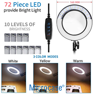 Masa Üstü Büyüteç Ayarlanabilir Işıklı Tamir Hobi Güzellik Merkezi 160mm 5x Siyah - Al5259