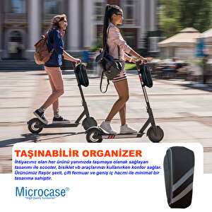 Microcase Taşınabilir Su Geçirmez 3 Bölmeli Geniş İç Hacimli Flaşörlü Scooter Bisiklet Çantası Al4249 Siyah